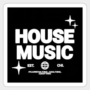 HOUSE MUSIC  - Font And Stars (White) Magnet